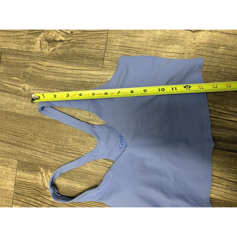 Comfrt Womens Blue Cropped Racerback Tank Top Sports Bra Built-in Shelf Bra S - Picture 8 of 9